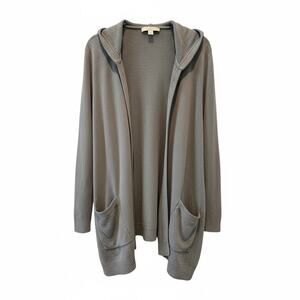 Barefoot Dreams CozyChic Ultra Lite Hooded Cardigan – Gray – Size L TravelChic